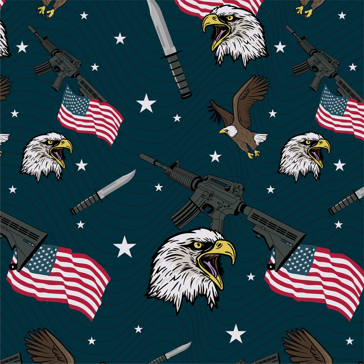  Tac Eagle Pattern | Patriotic Button Up Shirt 