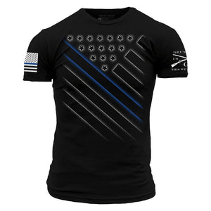Support Blue Line T-Shirt - Black
