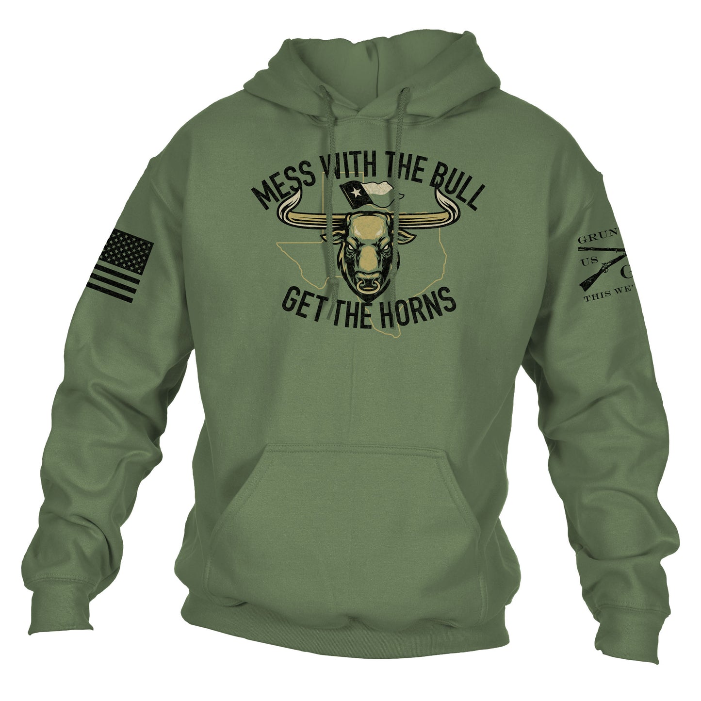 Mess with the Bull Hoodie - Military Green