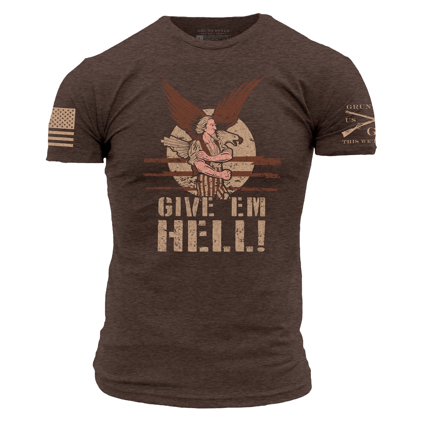 Give 'Em Hell T-Shirt - Heather Brown