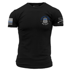 Blue Line Support Those Who Serve T-Shirt - Black