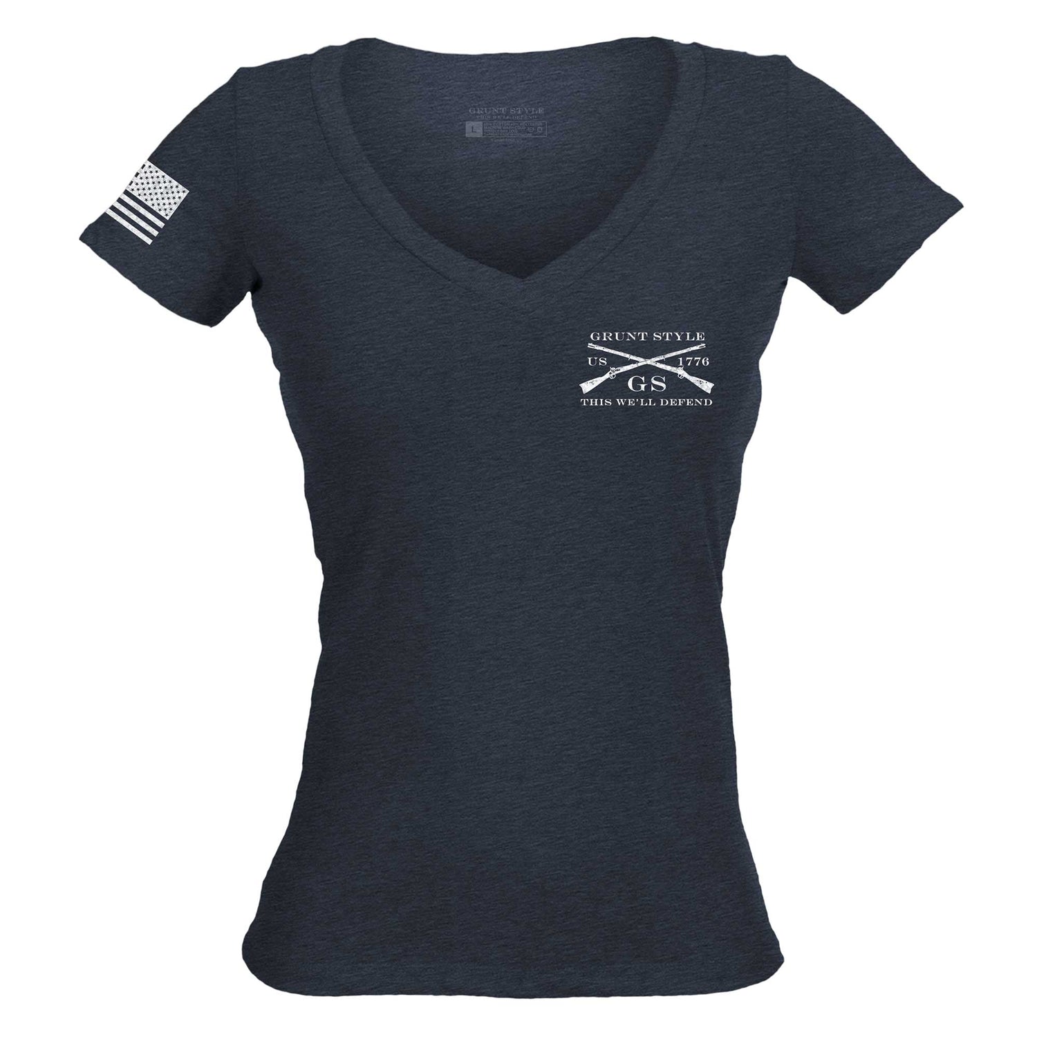 Patriotic Tops for Women - Stars and Stripes Grunt Style Logo 