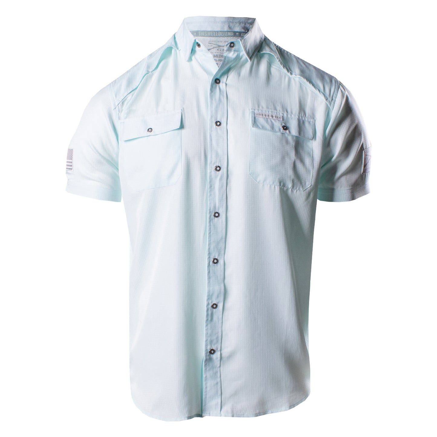 Front of the Grunt Style Short Sleeve Fishing Shirt in Seafoam