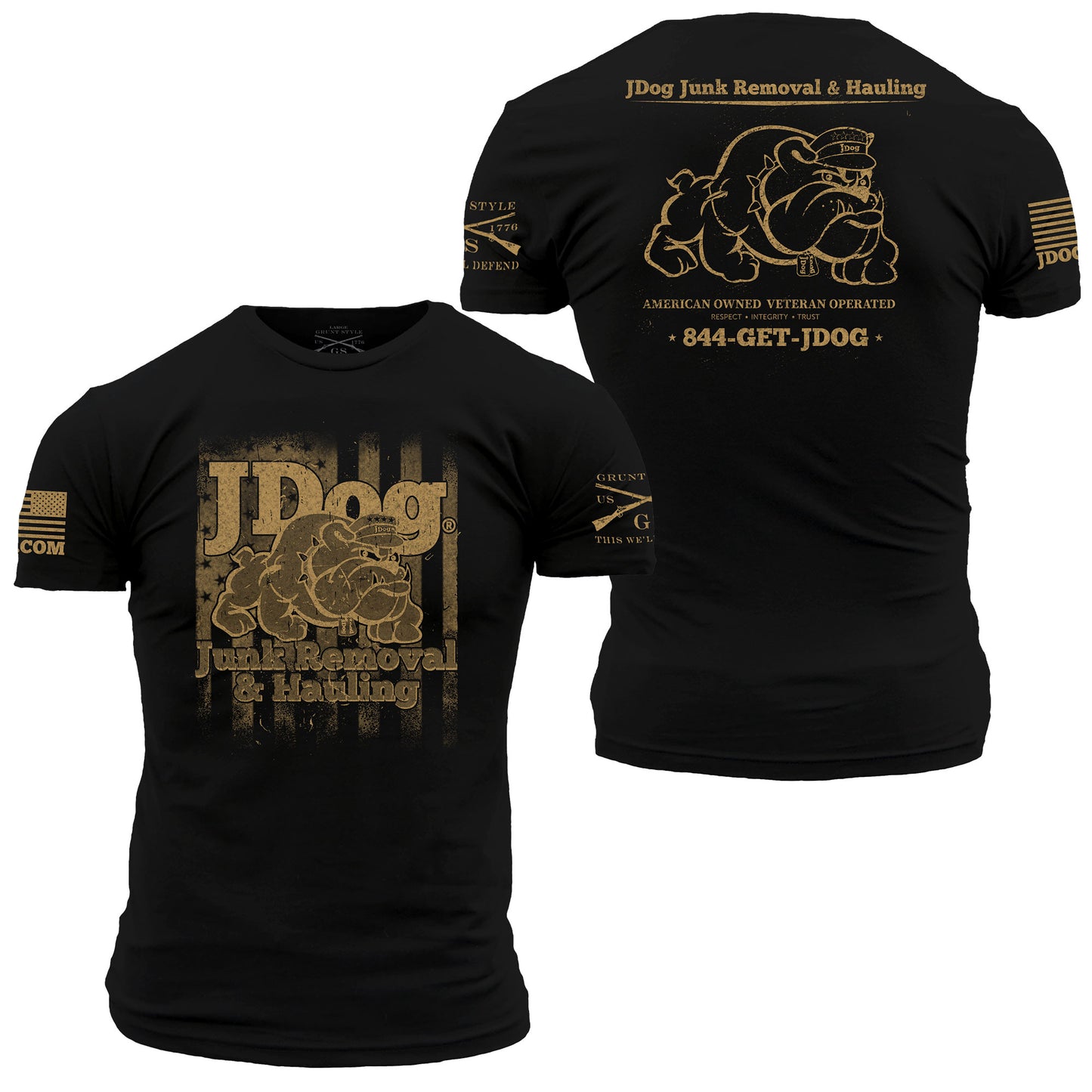  JDog Junk Removal Black and Tan Tee | Grunt Style 