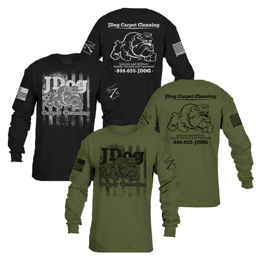 Black and Military Green colors available in the JDog Carpet Cleaning Long Sleeve
