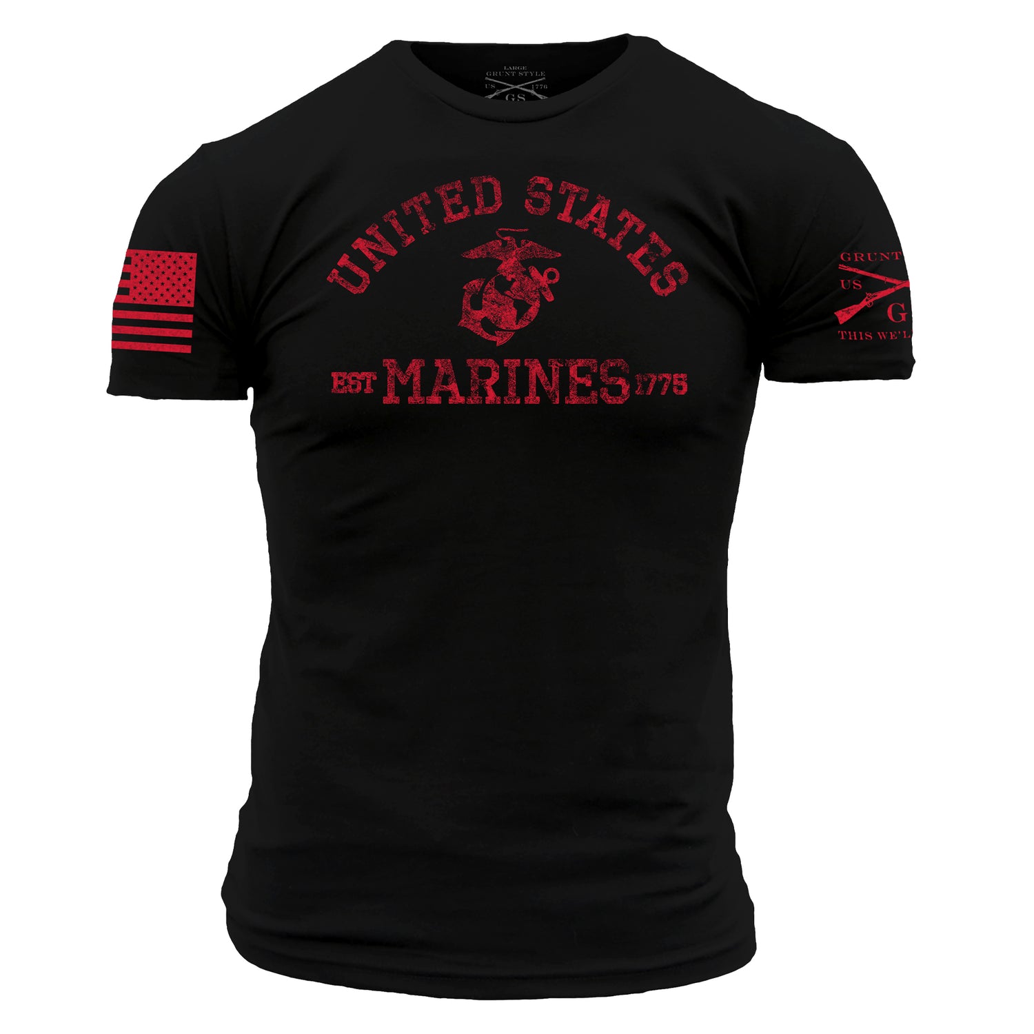 USMC Est. 1775 Tee for Men Black and Red | Grunt Style 