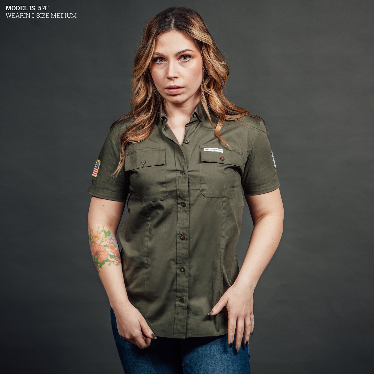Military Green Garage Button Down for Women | Grunt Style