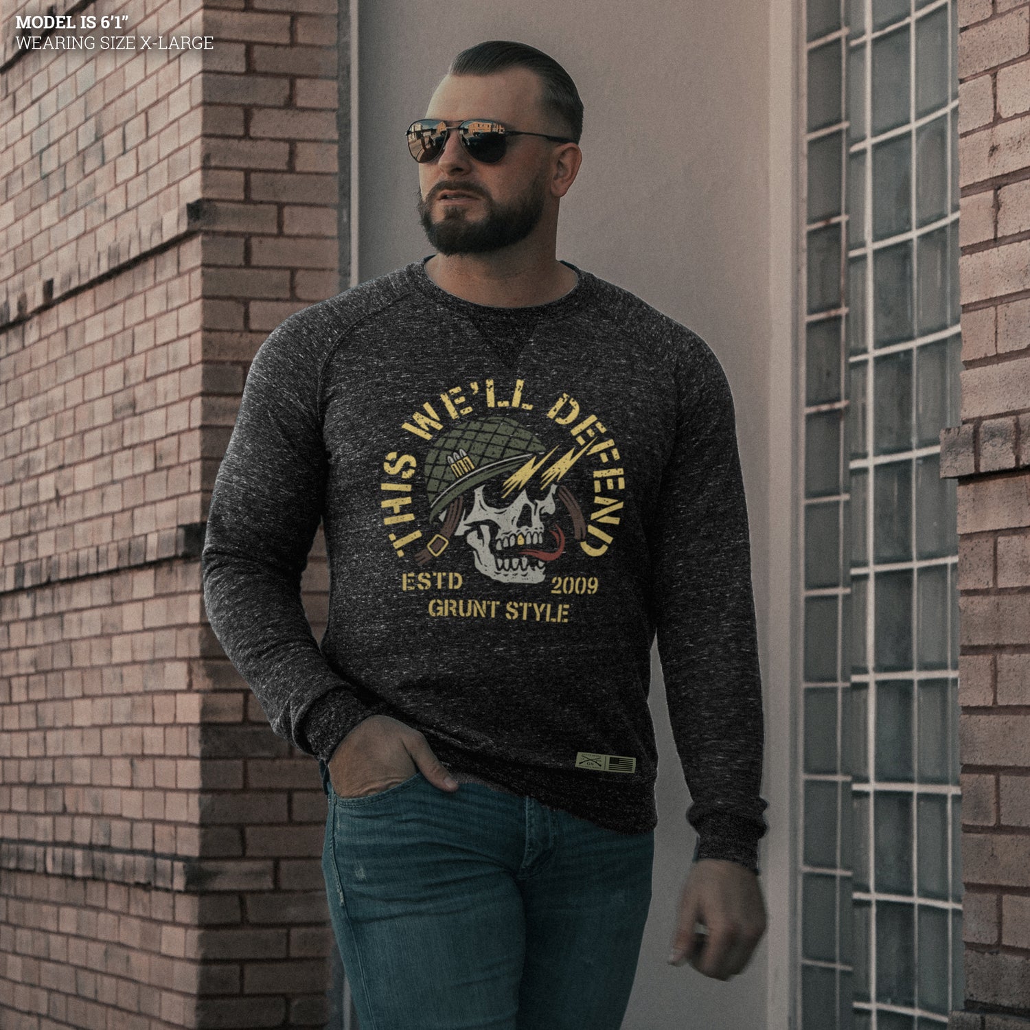 Men's Death Skull Terry Crew Sweatshirt  | Grunt Style 