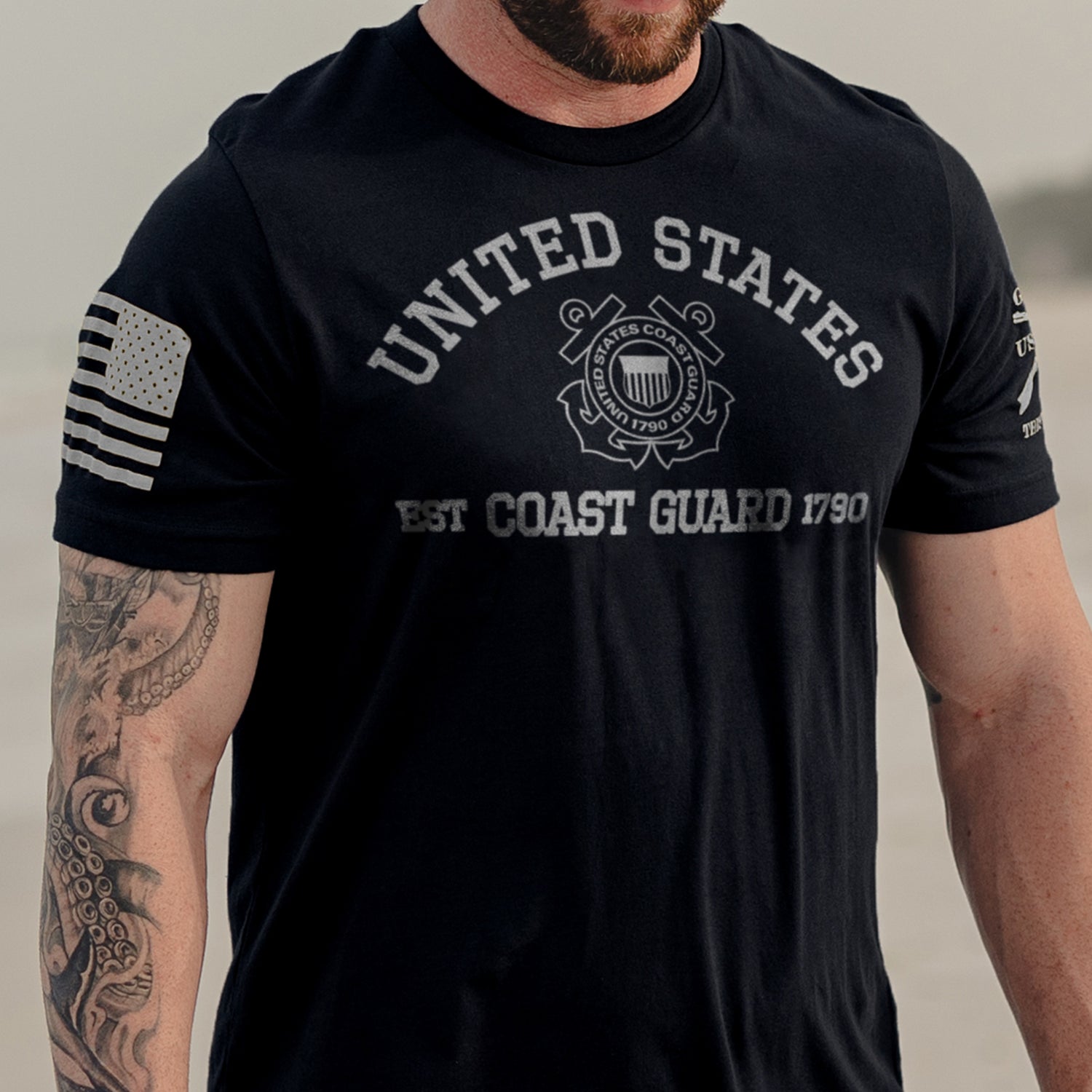 Men's Tee Coast Guard Logo in Black | Grunt Style