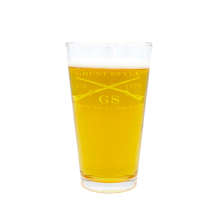 Pint Beer Glass with Grunt Style Logo 