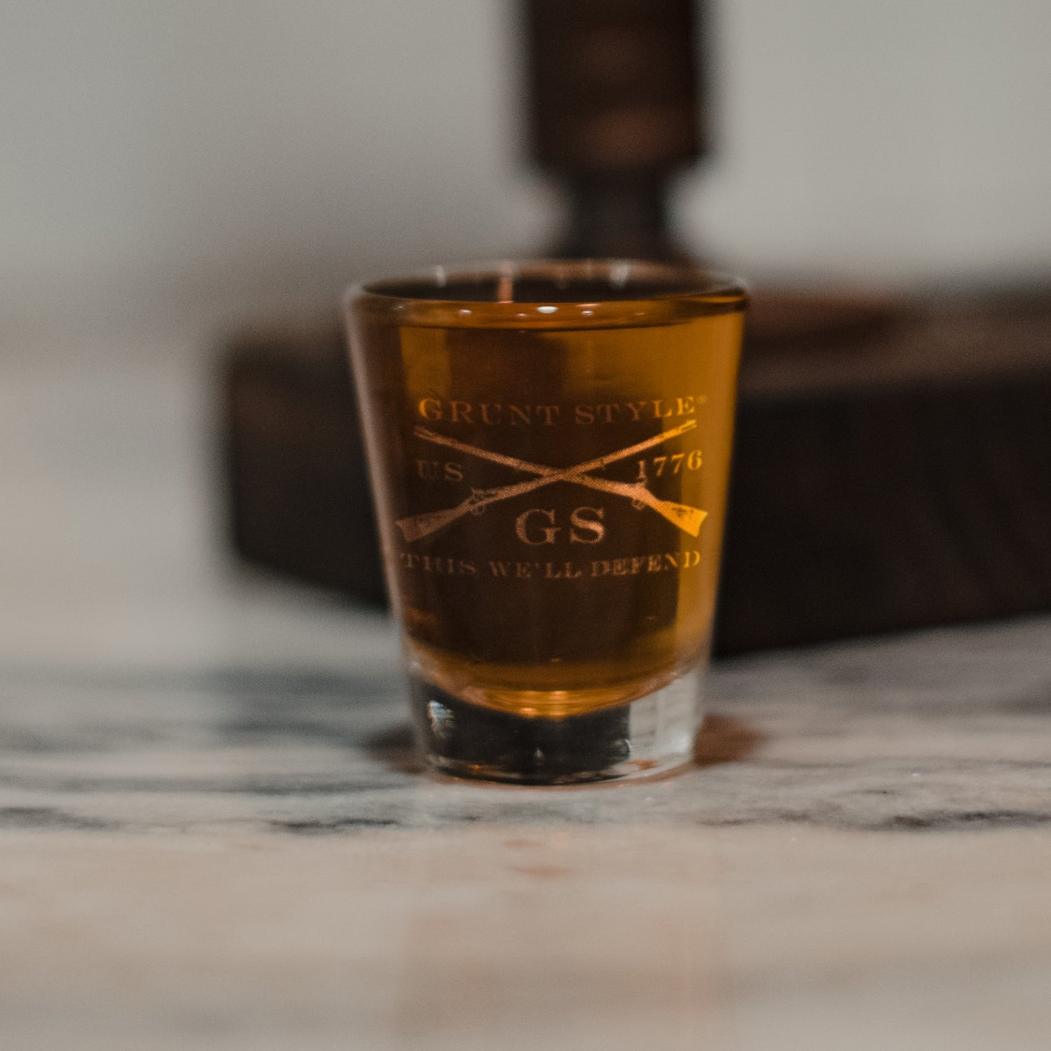 Grunt Style Etched  Shot Glass 
