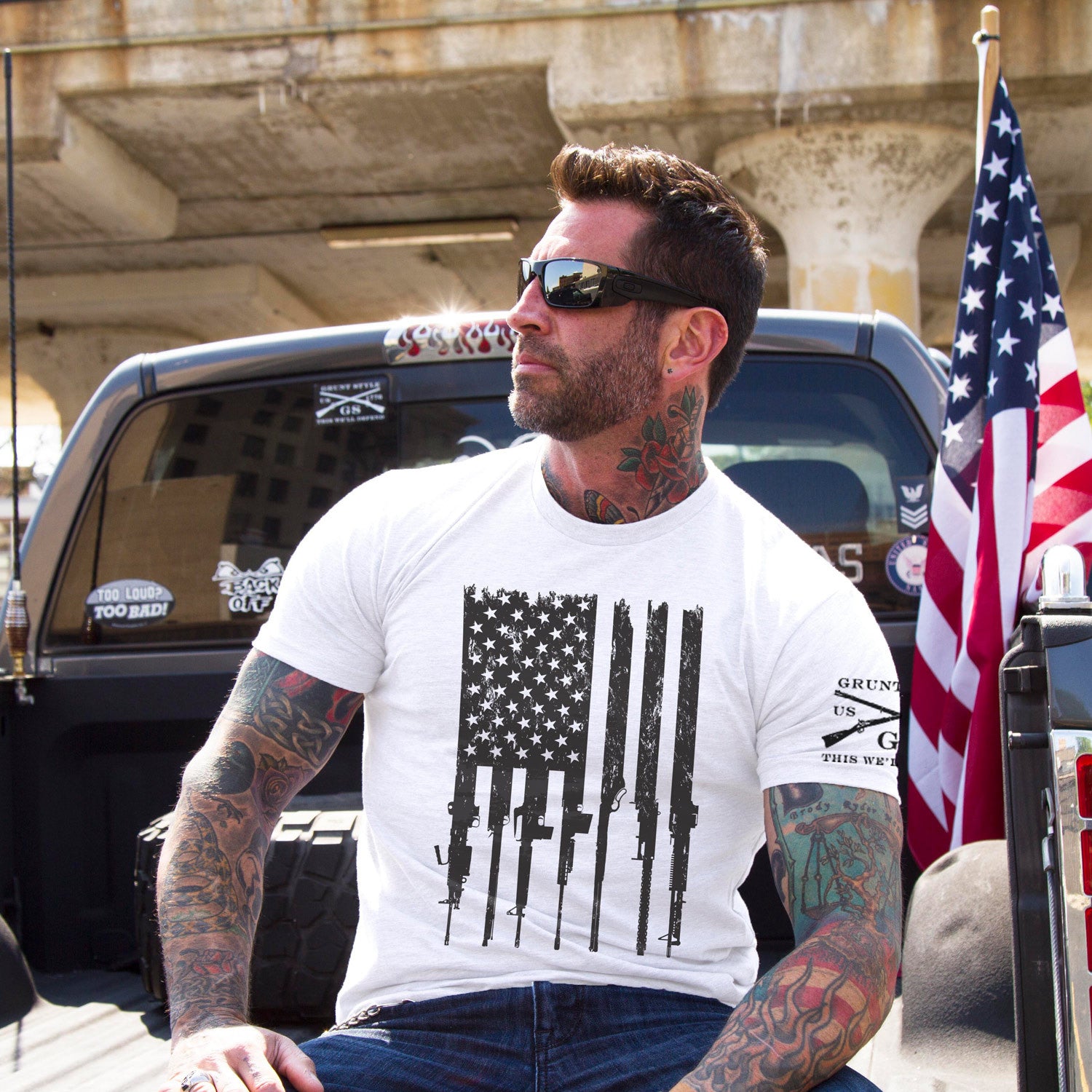 Flag Shirt Mens |  American Rifle Flag Shirts | Grunt Style 
